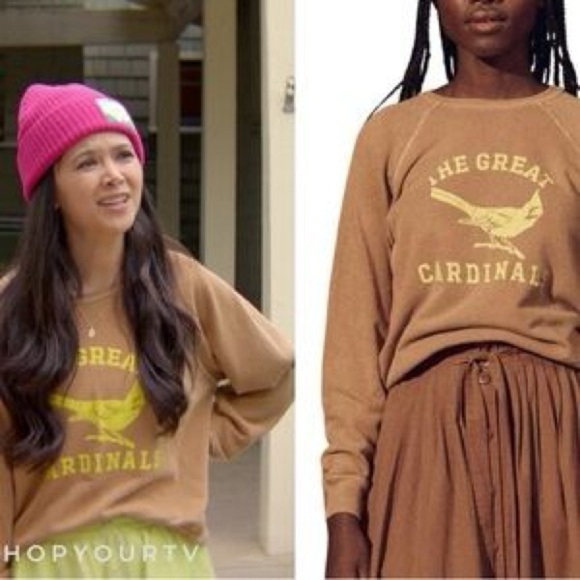 THE GREAT Shrunken Sweatshirt in Perched Cardinal - Picture 2 of 7